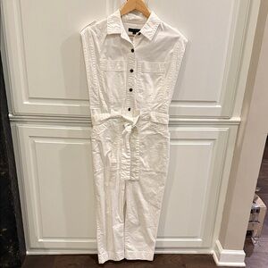 Banana Republic White Denim Jumpsuit